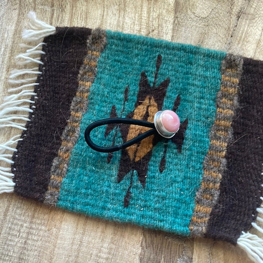 Handcrafted Pink Conch And Sterling Silver Hair Tie
