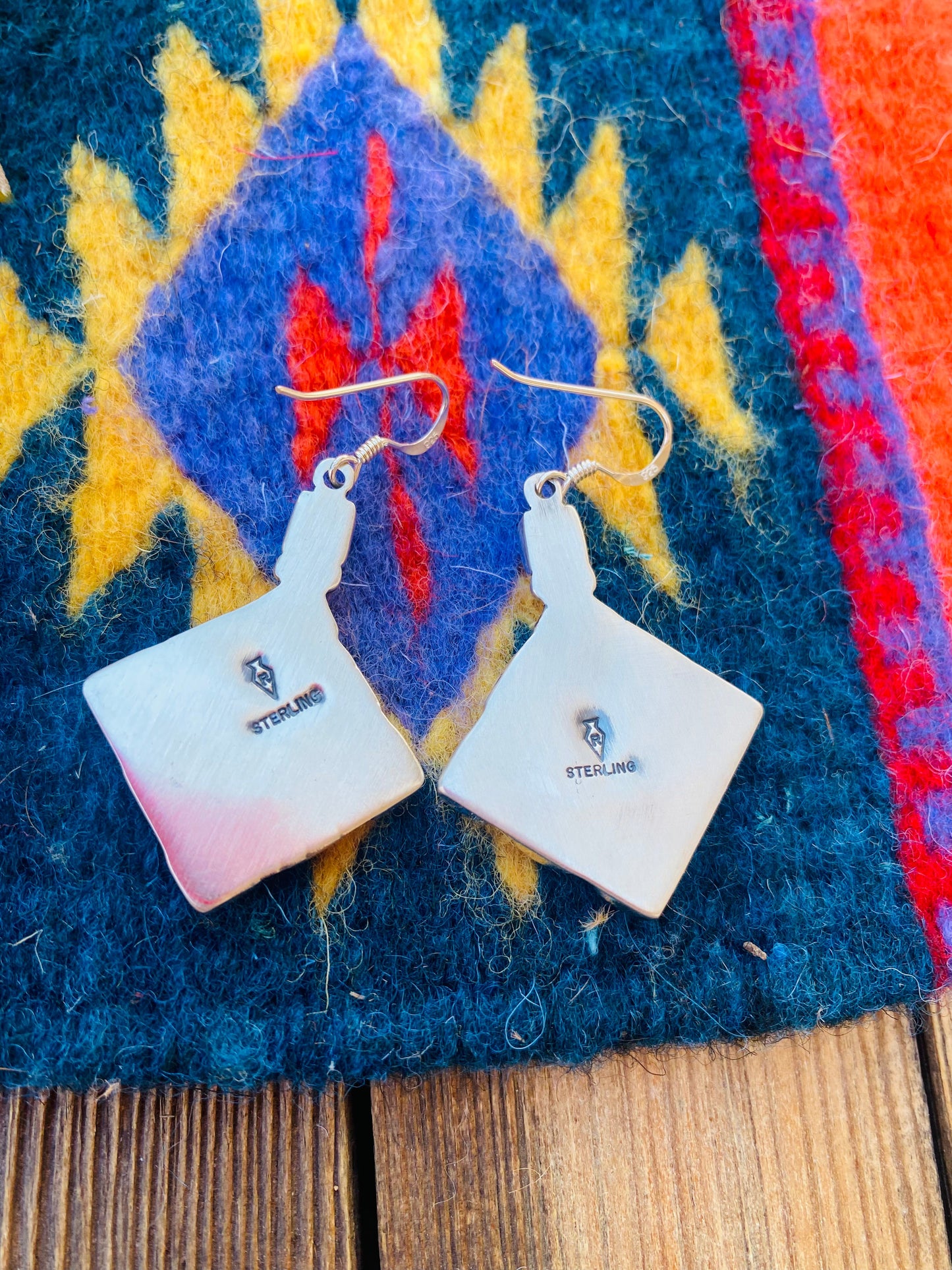 Navajo Sleeping Beauty Turquoise & Sterling Silver Cluster Dangle Earrings