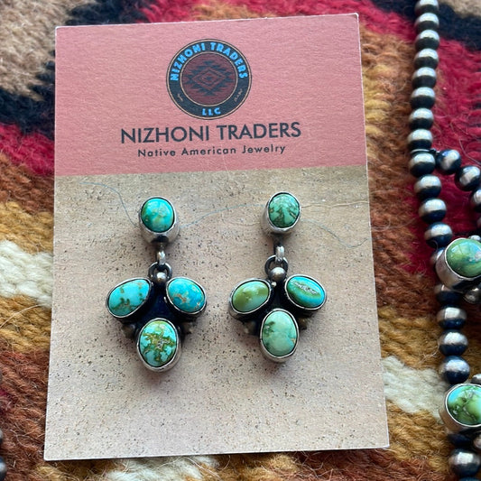 Handcrafted Sonoran Turquoise & Sterling Squash Blossom Set Signed Kathleen Chavez