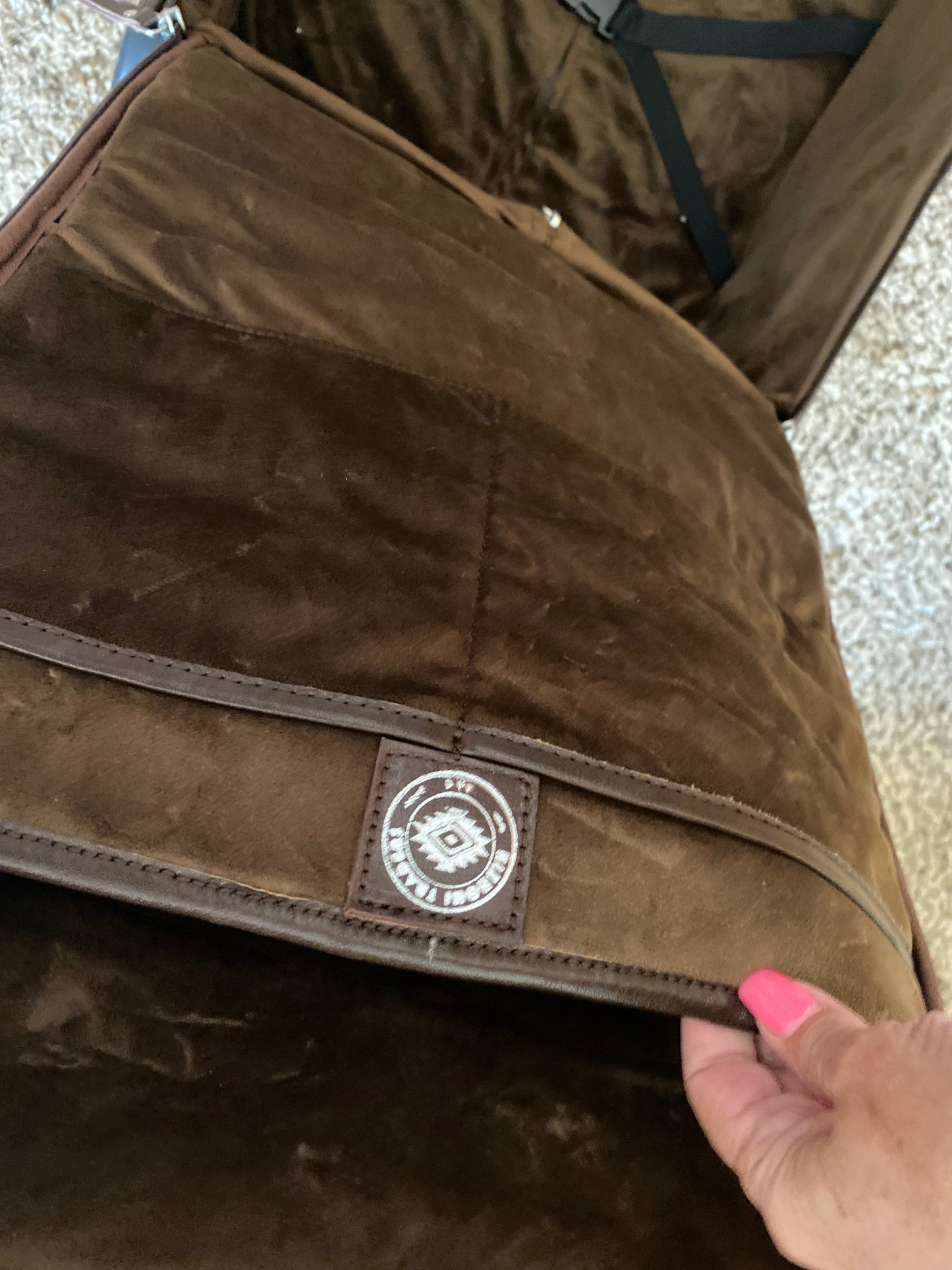 Chocolate Leather and Turquoise Carry On Roller Bag