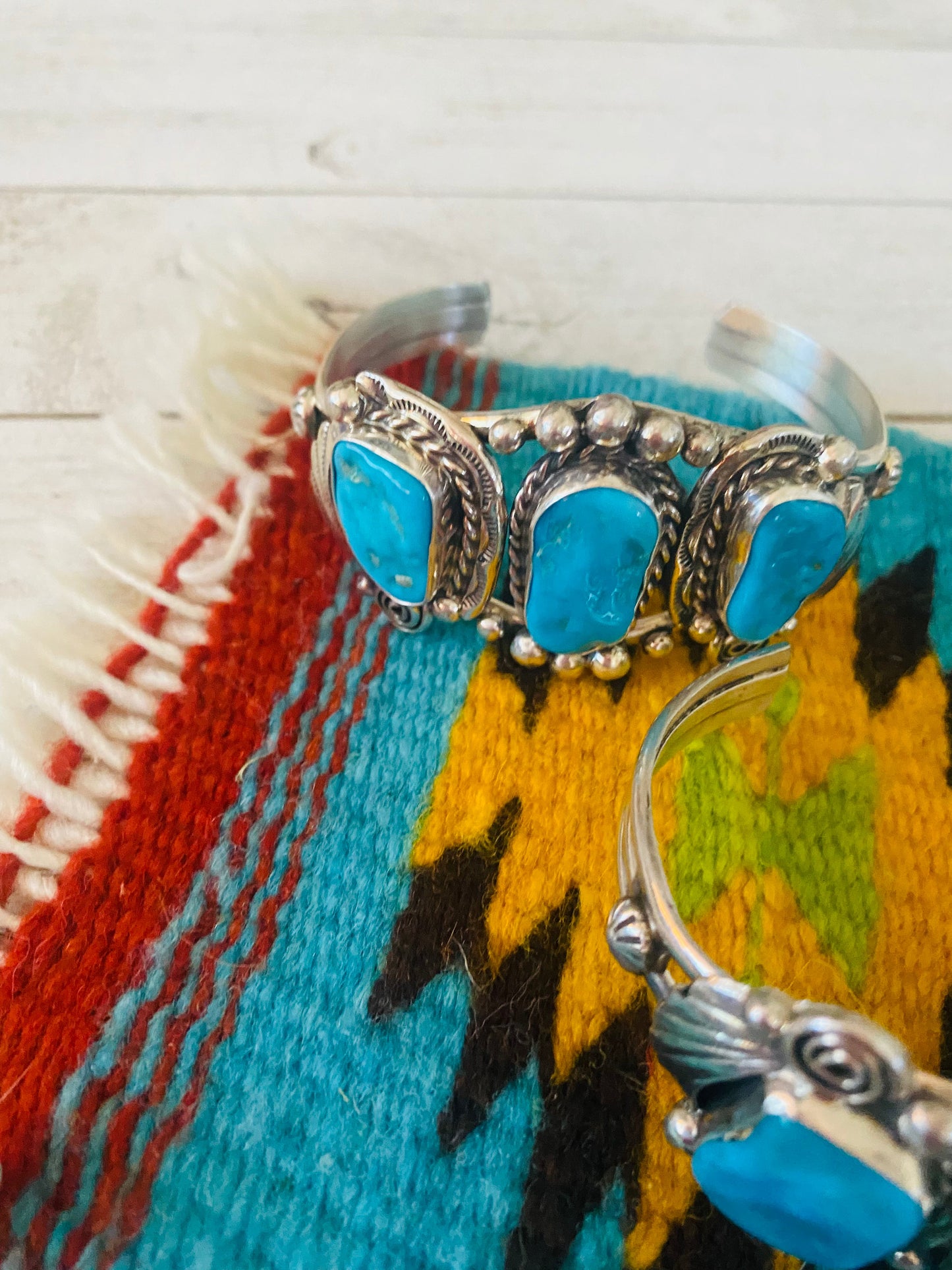 Handcrafted Kingman Turquoise And Sterling Silver 6 Piece Set