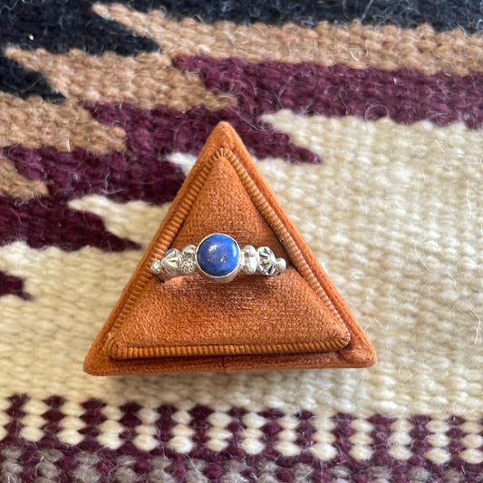 Handcrafted Small Stone Lapis & Sterling Silver Ring