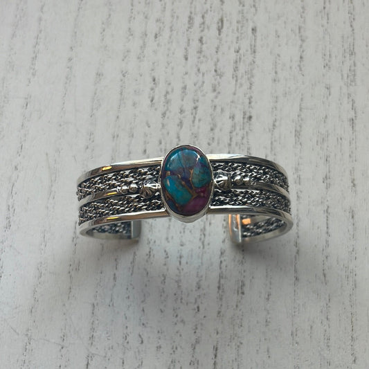 Handcrafted Pink Dream Mojave & Sterling Silver Cuff Bracelet