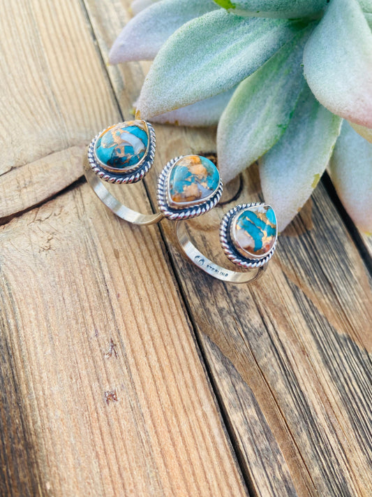 Handcrafted Multi Stone Spice & Sterling Silver Adjustable Ring