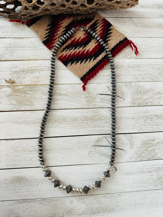 Handcrafted Sterling Silver Pearl Beaded Necklace 30”