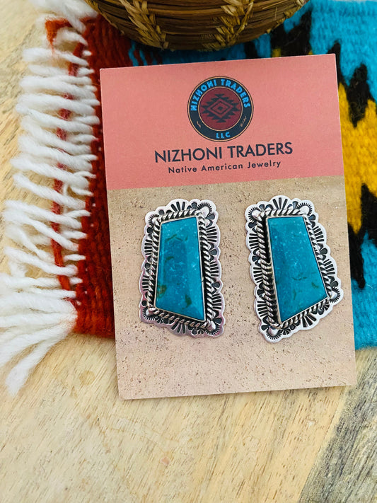 Handcrafted Sterling Silver & Turquoise Post Earrings
