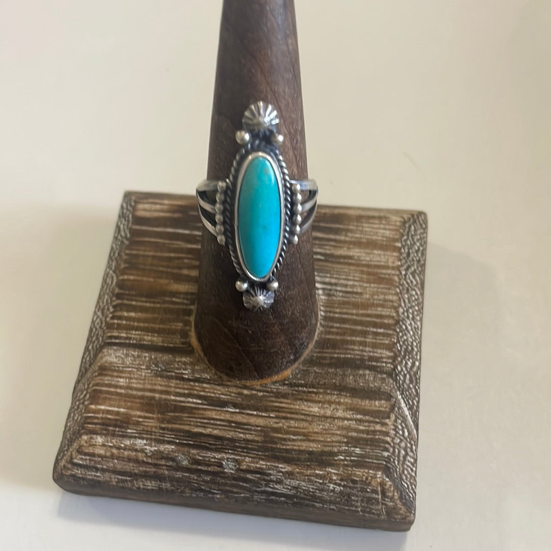 Handcrafted Single Stone Oval Turquoise Sterling Silver Ring