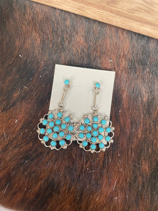 Handcrafted Turquoise Sterling Silver Dangle Earrings