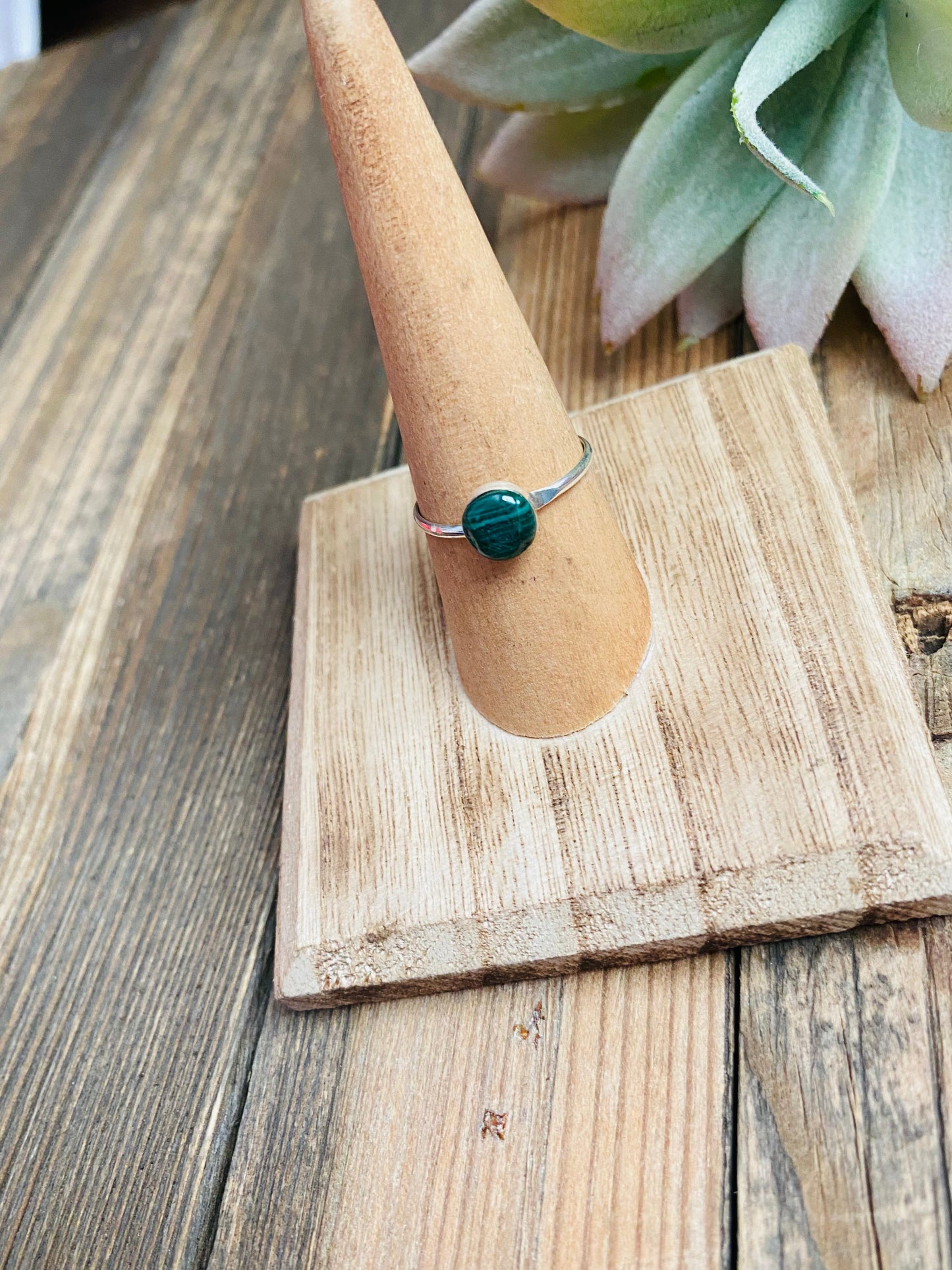 Handcrafted Malachite & Sterling Silver Ring