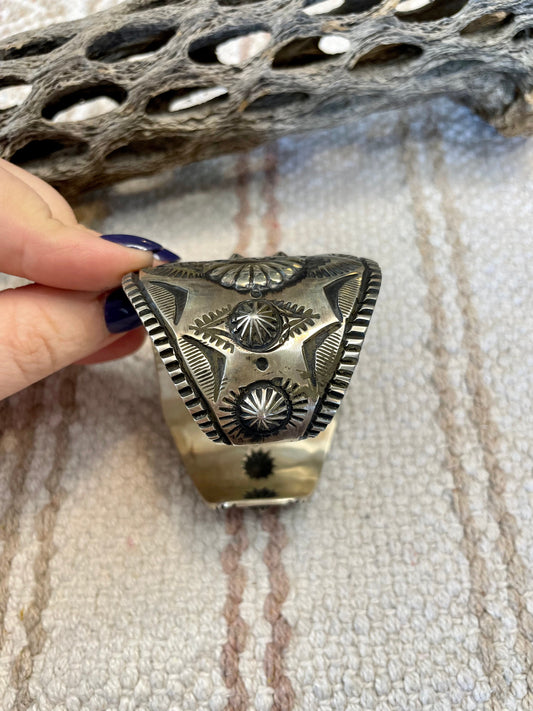 Handcrafted Sterling Silver Cuff Bracelet By Elvira Bill Signed And Stamped