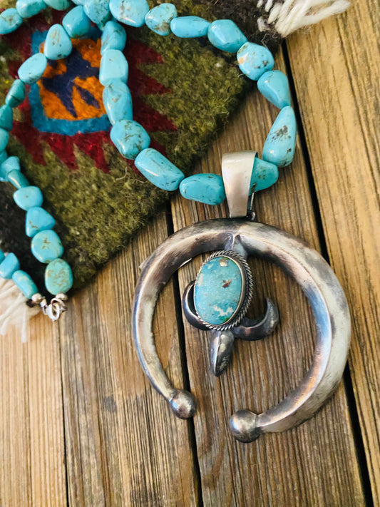 Handcrafted Sterling Silver & Turquoise Beaded Naja Necklace by Paul Livingston