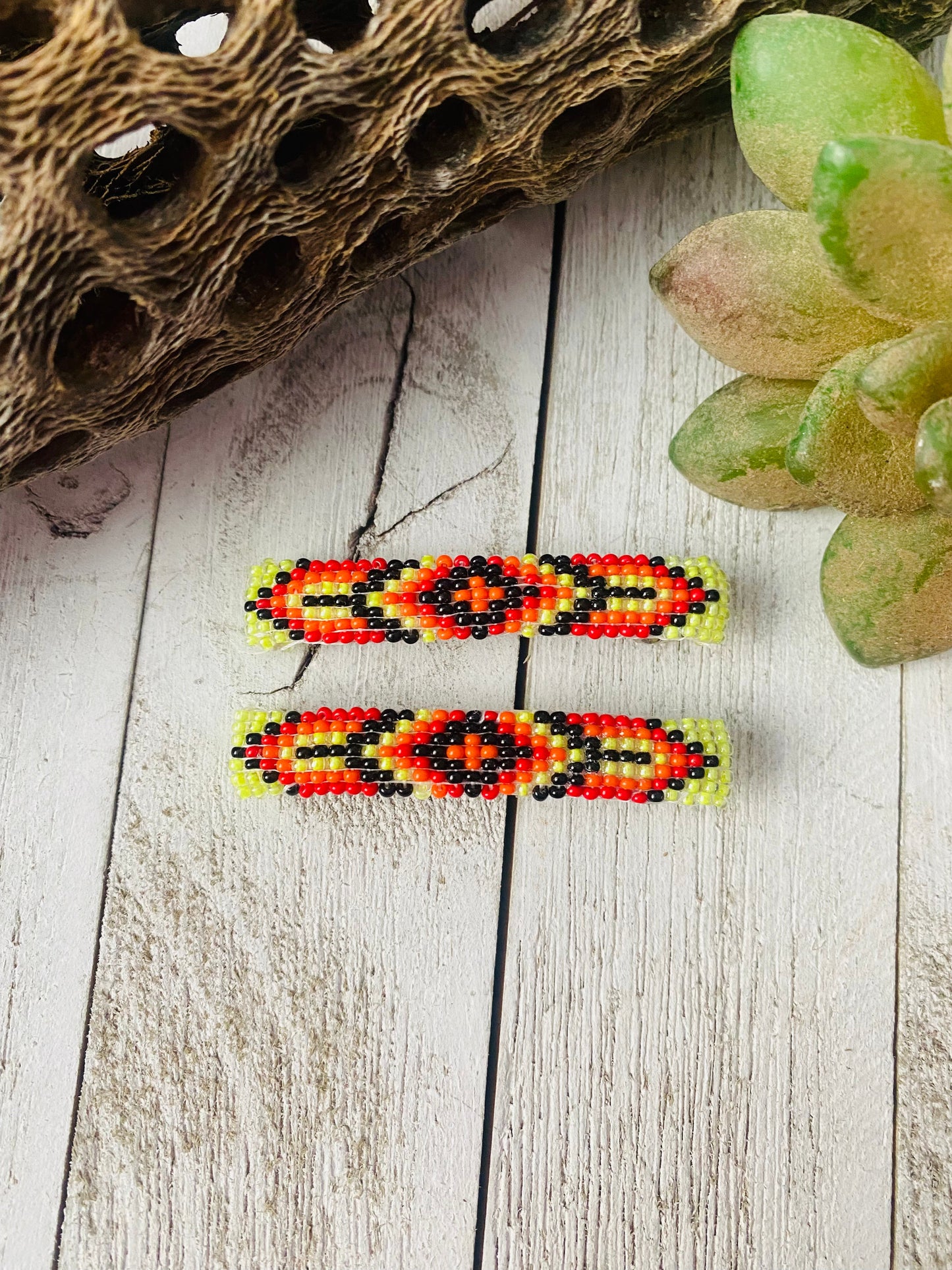 Handcrafted Handmade Beaded Barrette Set