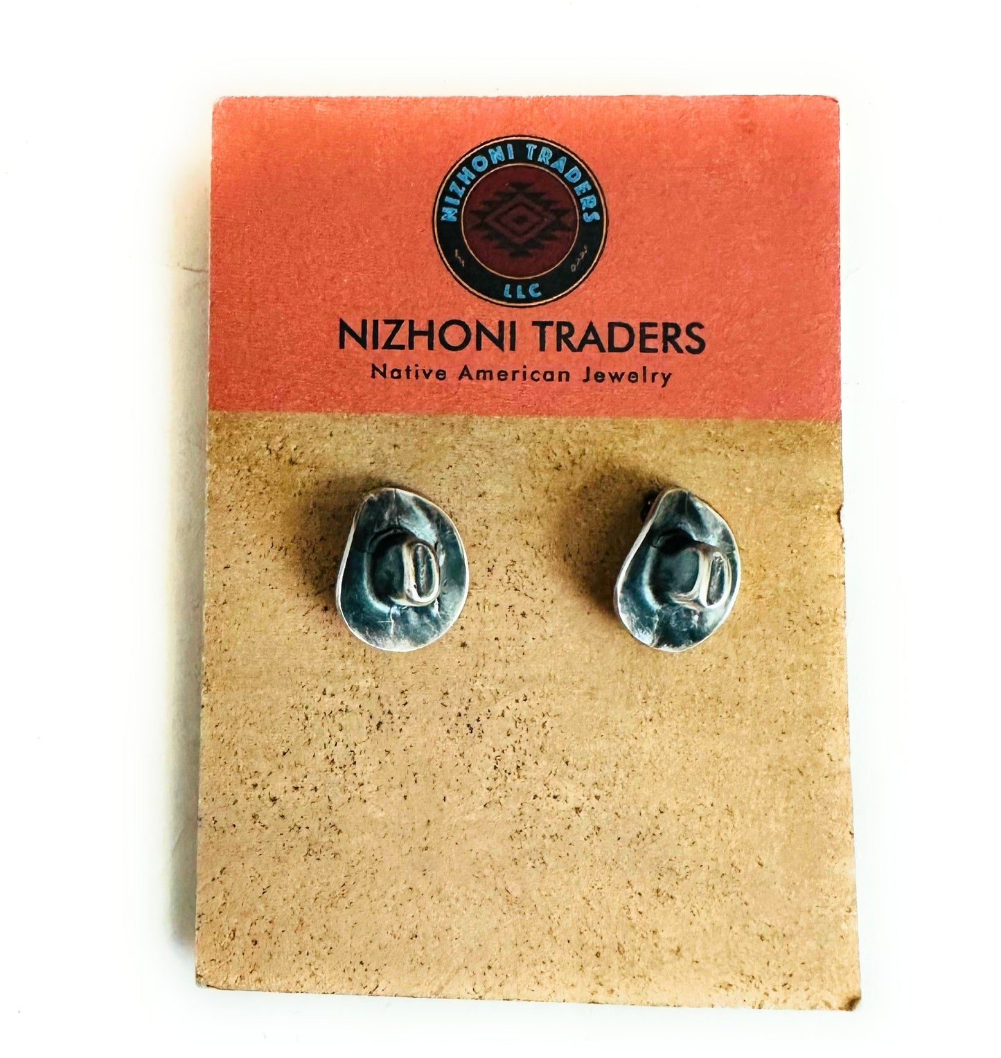 Handcrafted Cowboy Hat Sterling Silver Stud Earrings
