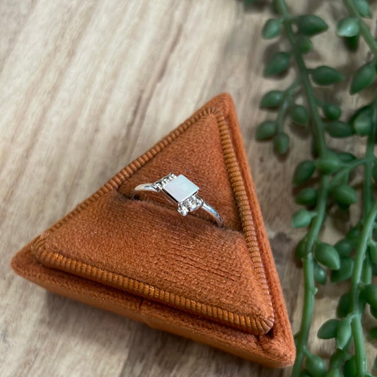 The Mini Handcrafted Mother of Pearl & Sterling Silver Single Stone Ring