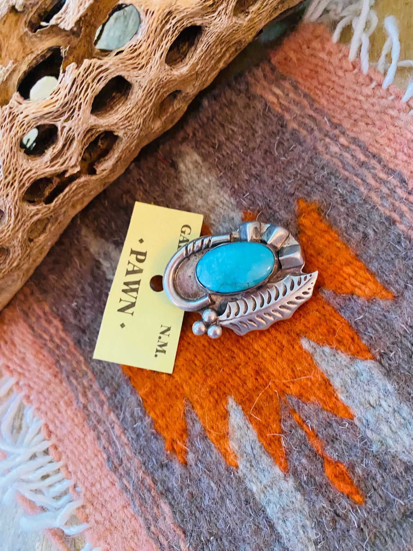 Vintage Handcrafted Turquoise & Sterling Silver Brooch
