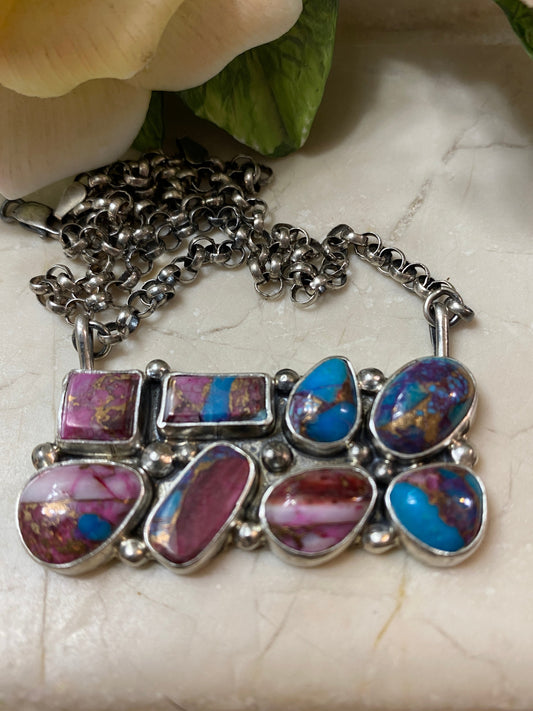 Handcrafted Sterling Silver & Pink Dream Mohave Necklace Signed