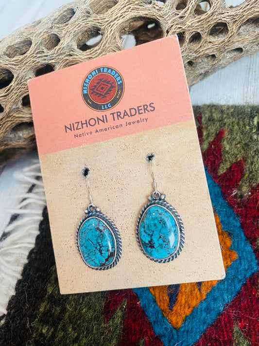 Navajo Turquoise & Sterling Silver Dangle Earrings