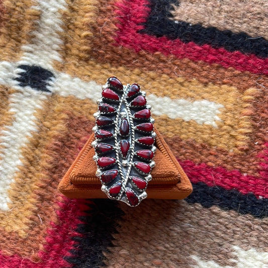 Handcrafted Sterling Silver & Red Mojave Cluster Ring