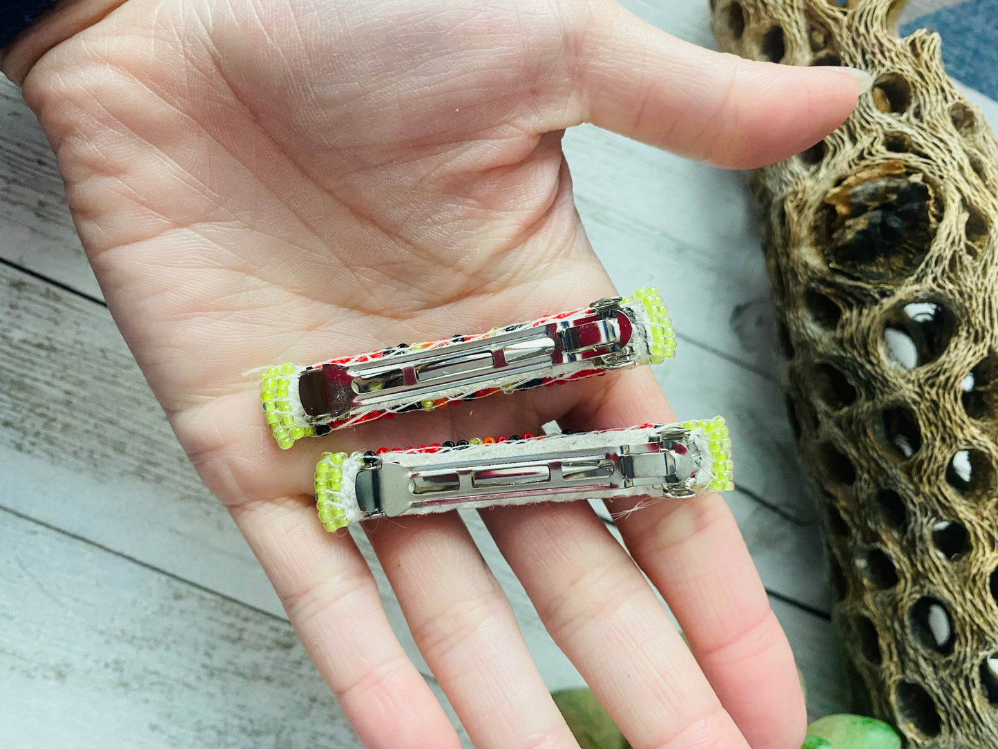 Handcrafted Handmade Beaded Barrette Set