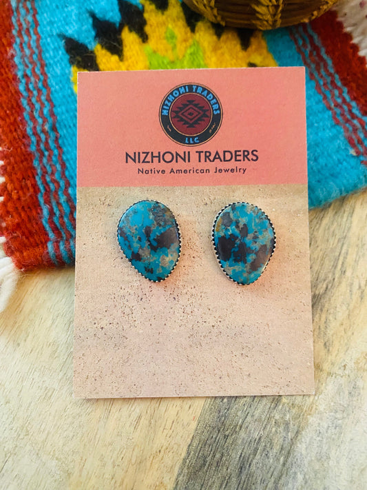Handcrafted Turquoise & Sterling Silver Stud Earrings