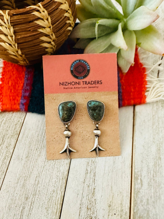 Handcrafted Sterling Silver & Turquoise Dangle Earrings by Martha Cayatineto