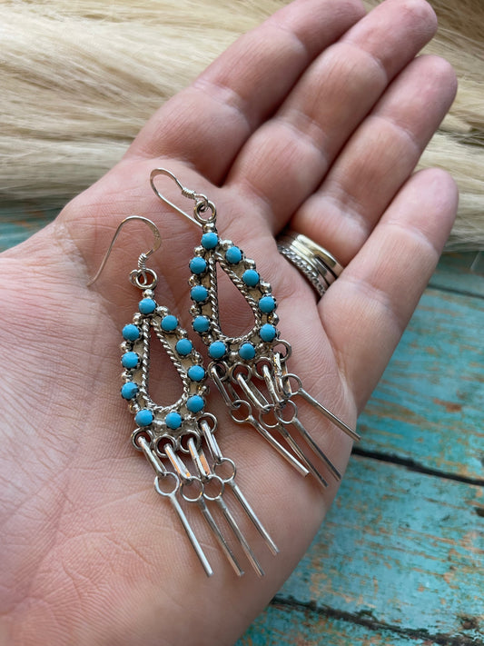 Handcrafted Sterling Silver & Turquoise Dangle Earrings