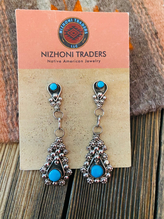 Handcrafted Sterling Silver & Turquoise Dangle Earrings