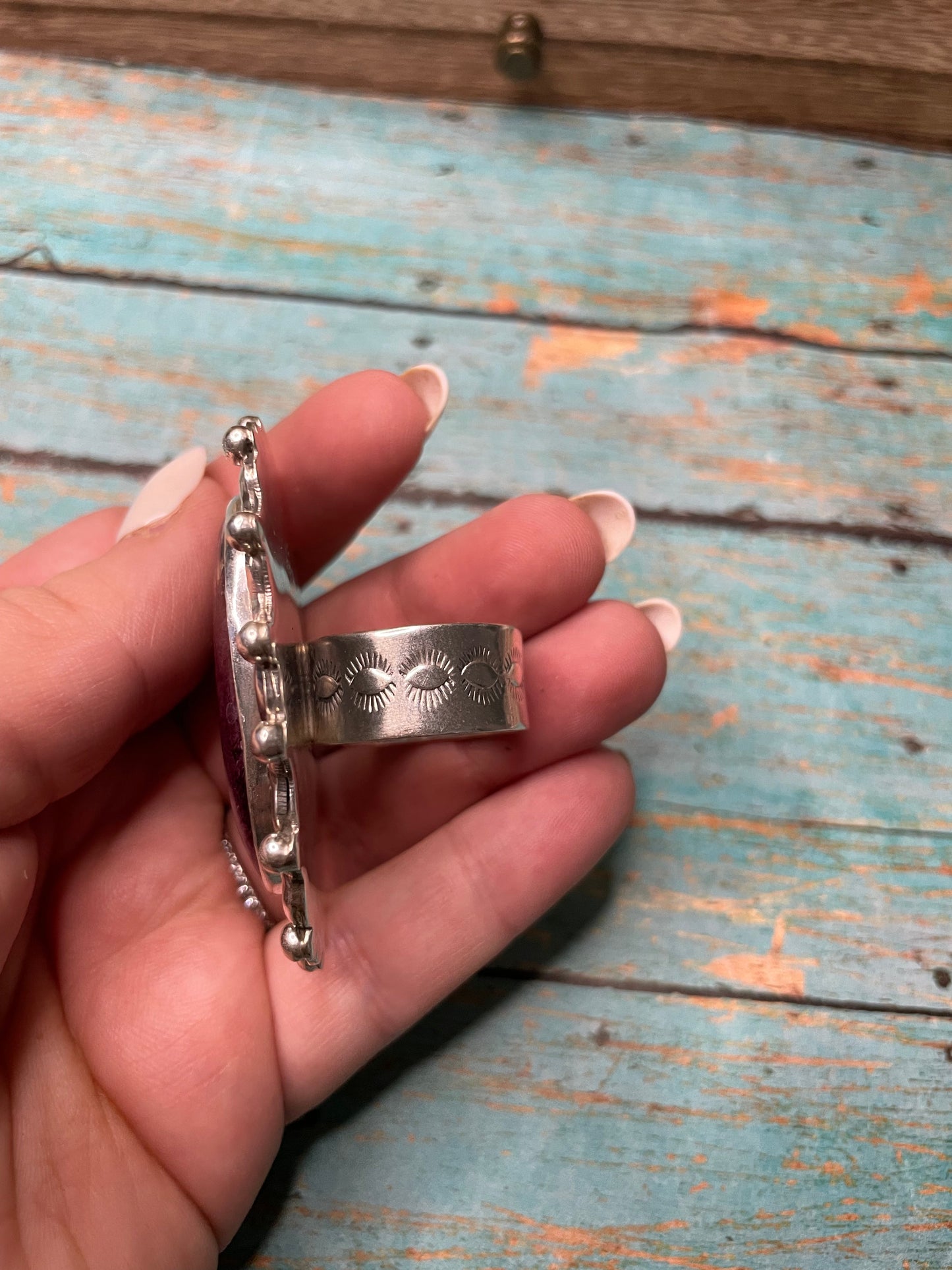 Handcrafted Spiny Sterling Silver Adjustable Ring Signed