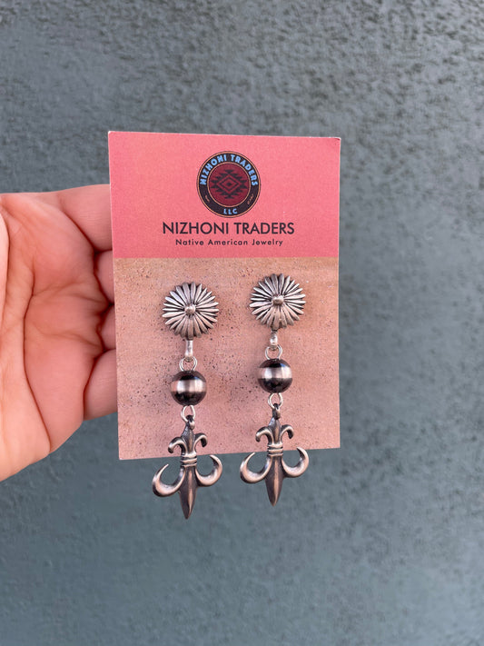 Handcrafted Sterling Silver Flower Dangle Earrings