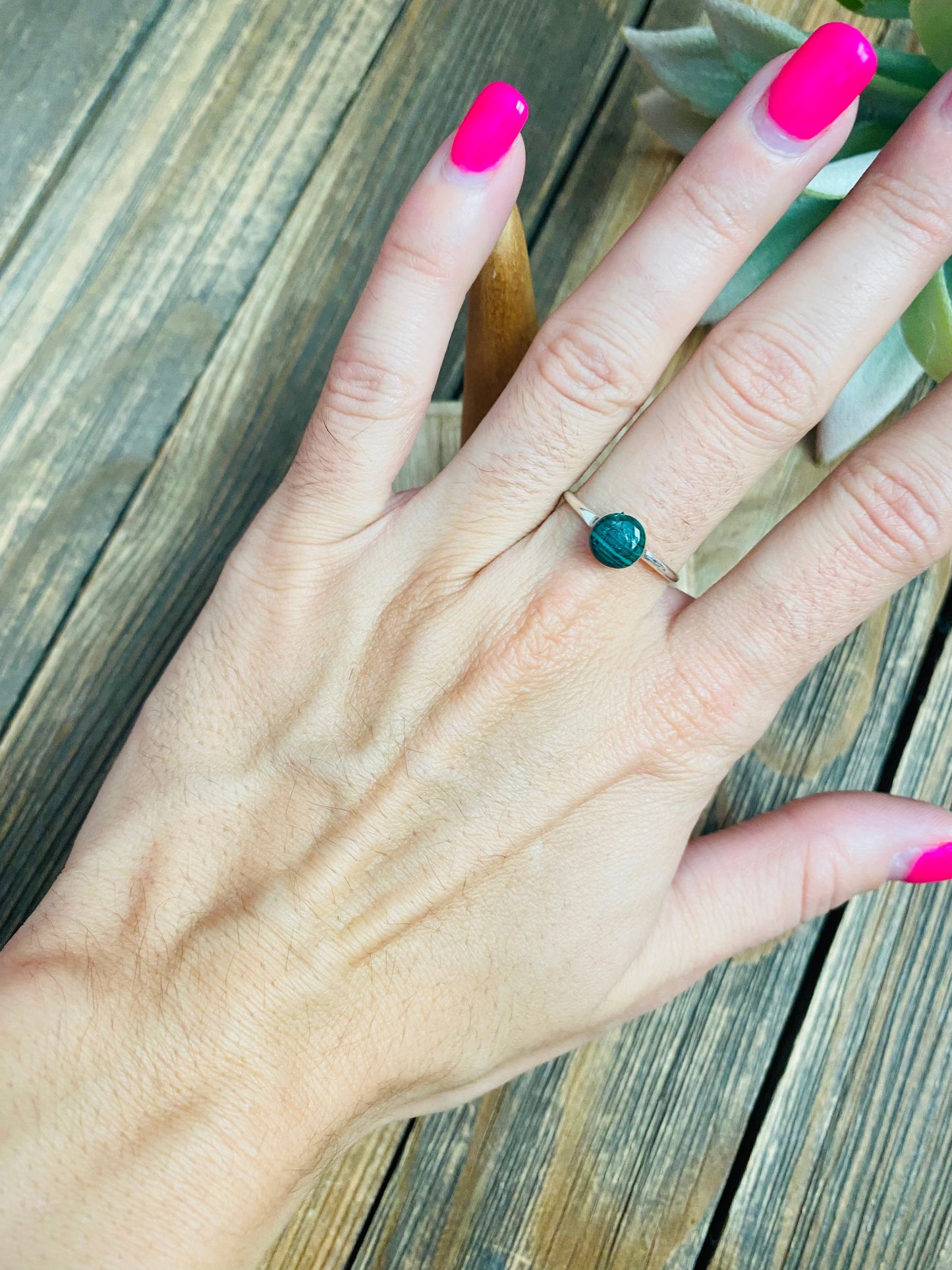 Handcrafted Malachite & Sterling Silver Ring