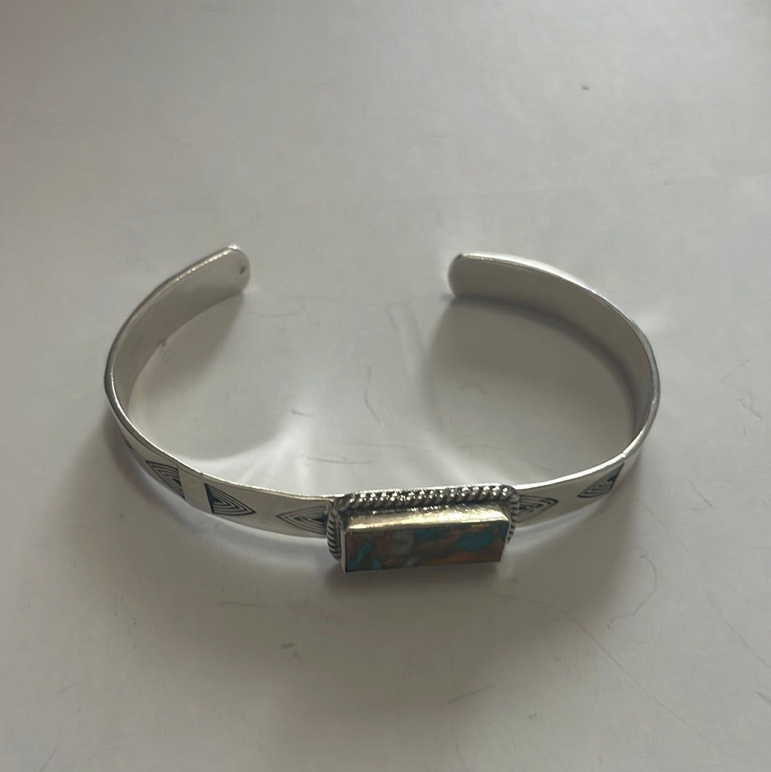 Handmade Sterling Silver & Blue Dream Adjustable Cuff Bracelet