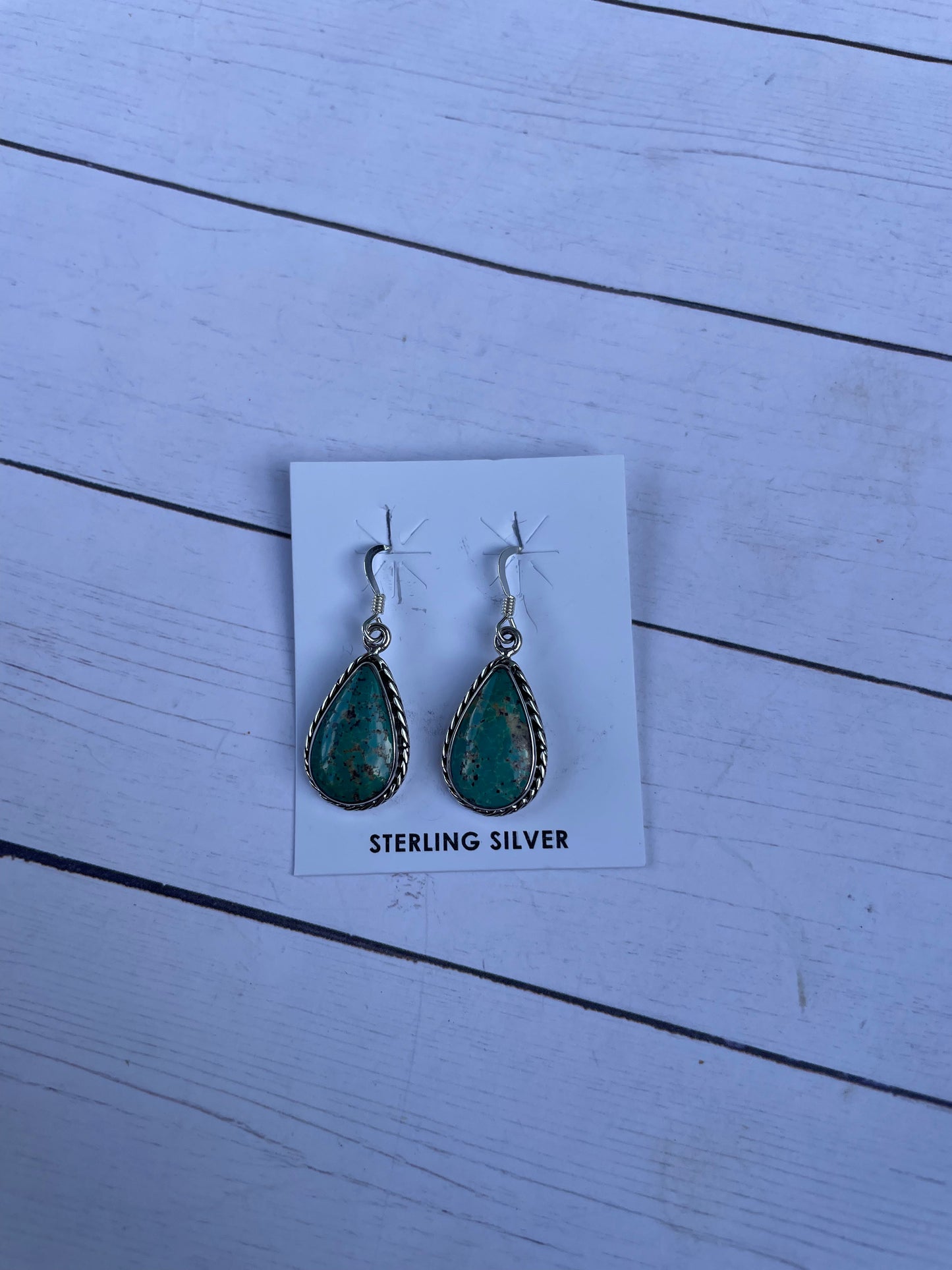 Navajo Turquoise And Sterling Silver Dangle Earrings