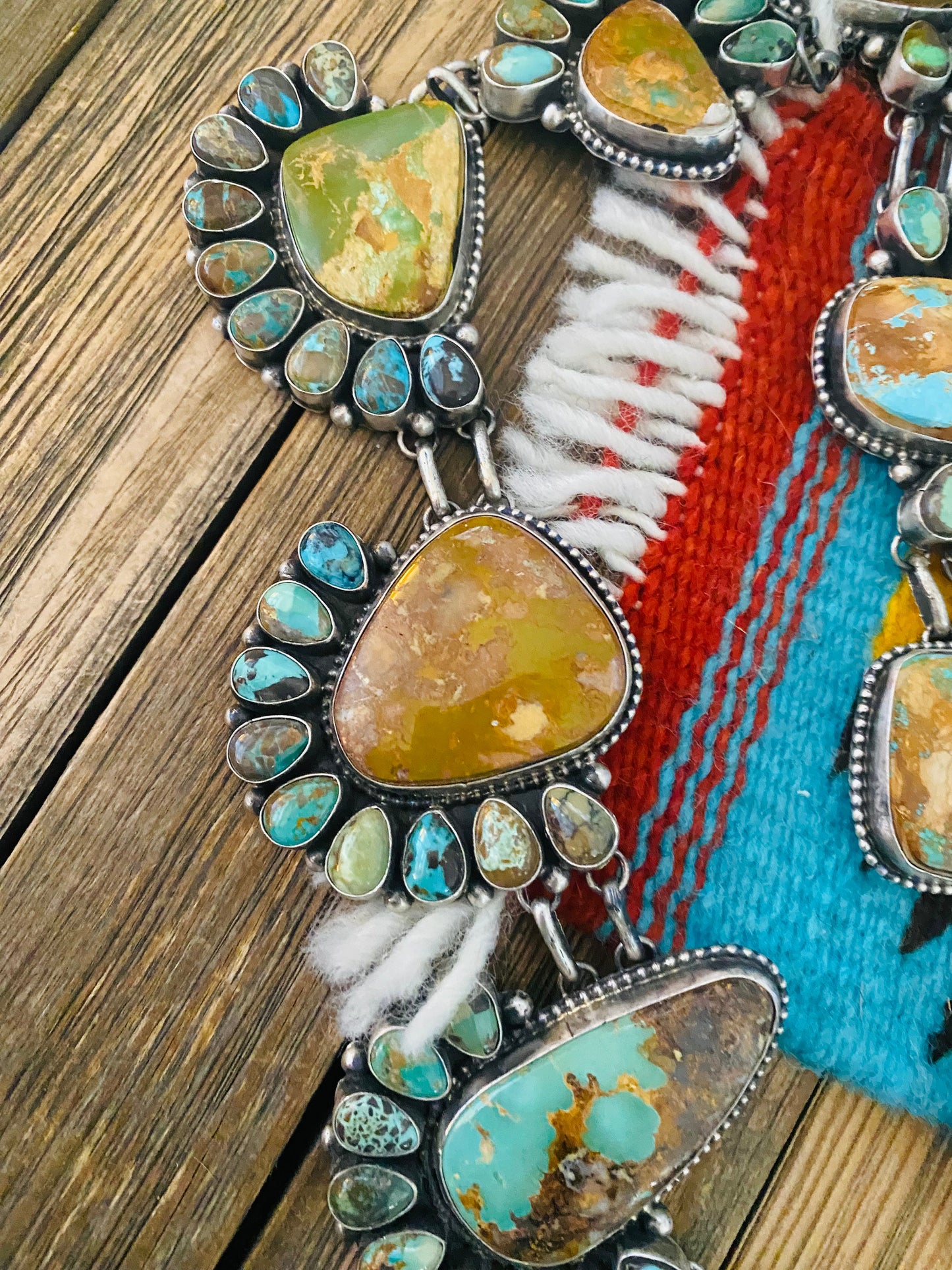 Stunning Handcrafted Sterling Silver & Royston Turquoise Necklace Set by Blaine Yellowhorse