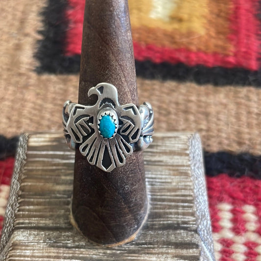Handcrafted Sterling Silver Turquoise Thunderbird Ring