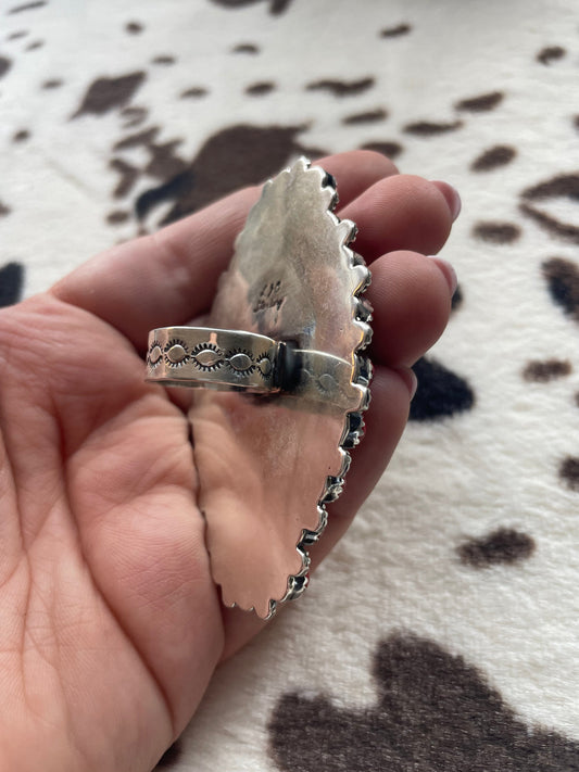 Handcrafted Spiny Sterling Silver Adjustable Ring Signed