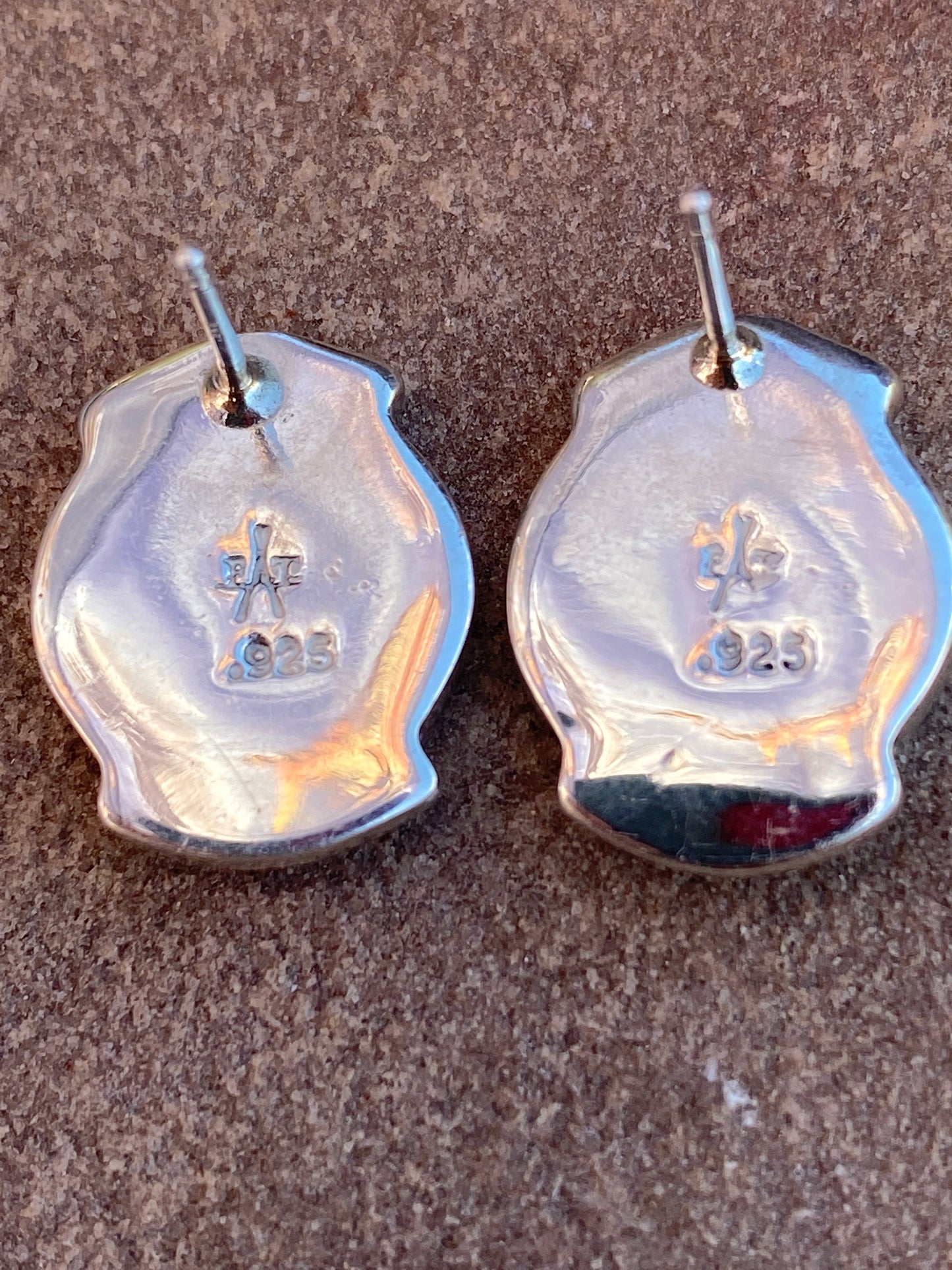 Handcrafted Turquoise #8 & Sterling Silver Stud Earrings