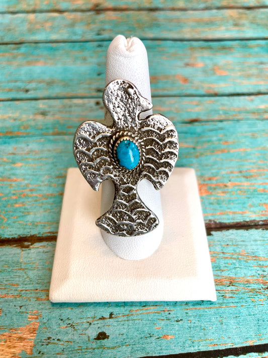 Handcrafted Turquoise & Sterling Silver Adjustable Ring