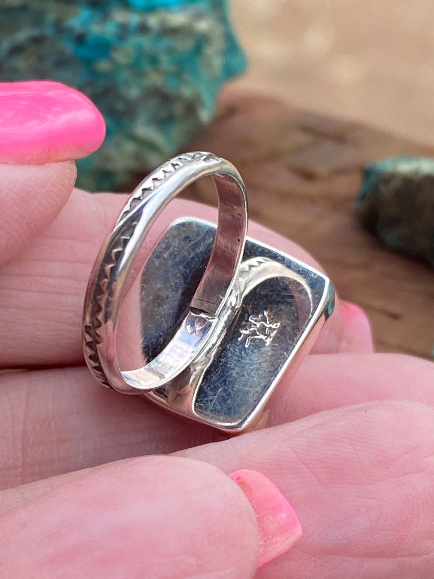 Handcrafted Sterling Silver & Rhodochrosite Rings Signed