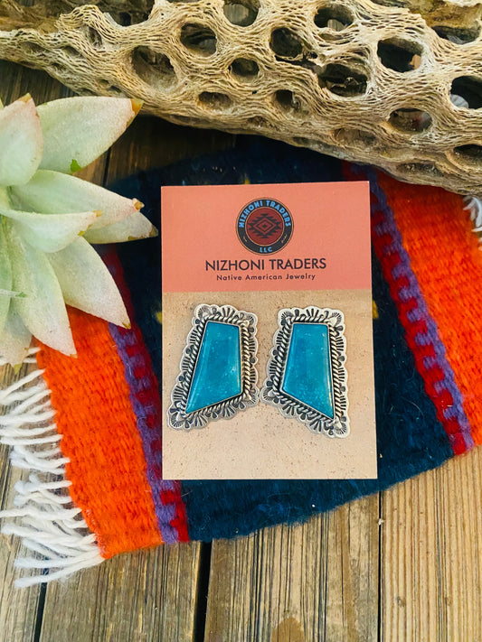 Handcrafted Sterling Silver & Turquoise Post Earrings