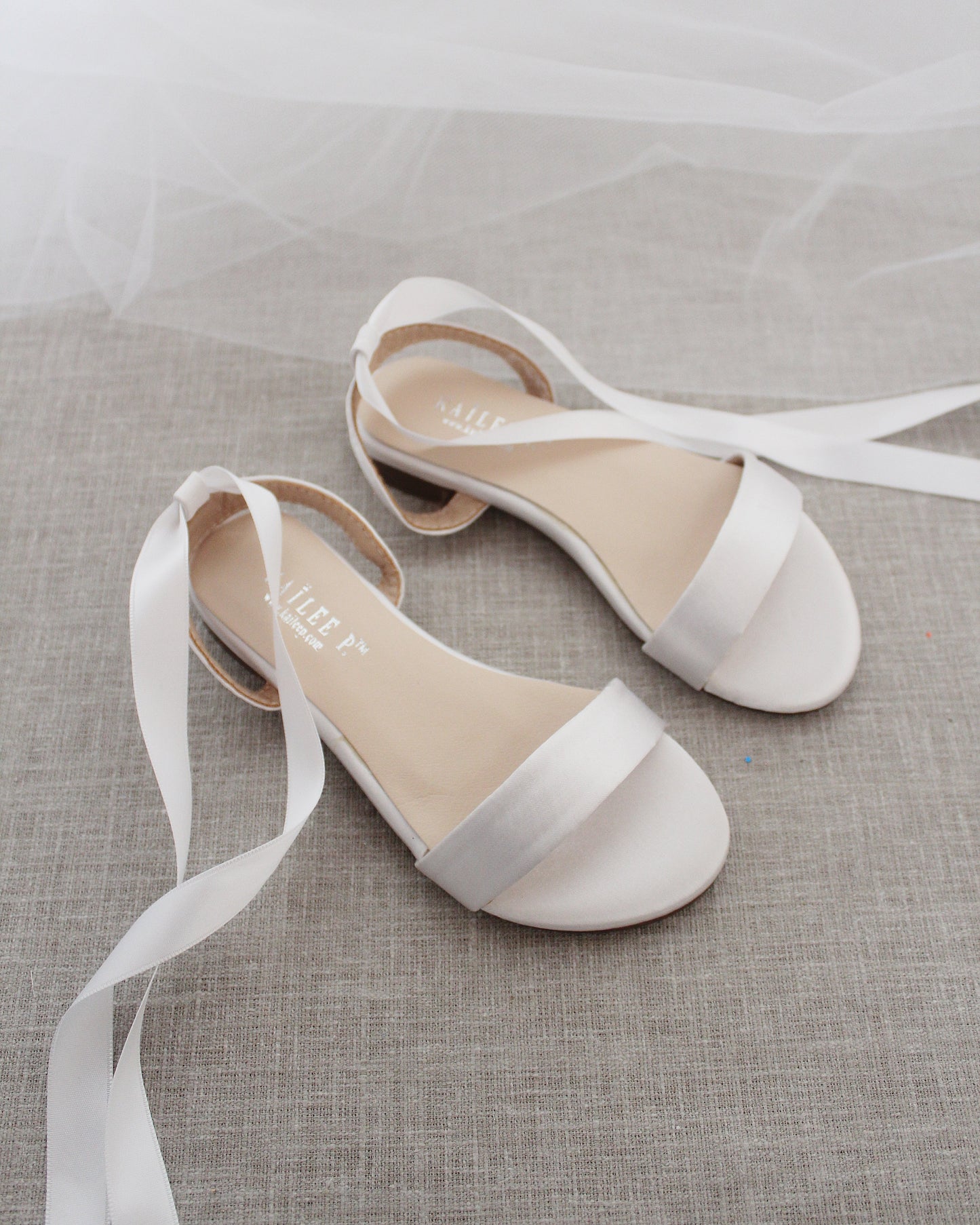 Satin Flat Sandal with Ballerina Lace Up