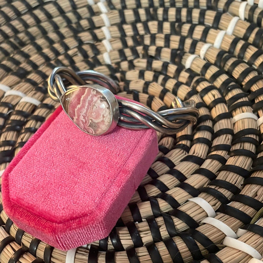 Handcrafted Sterling Silver And Rhodochrosite Cuff Bracelet