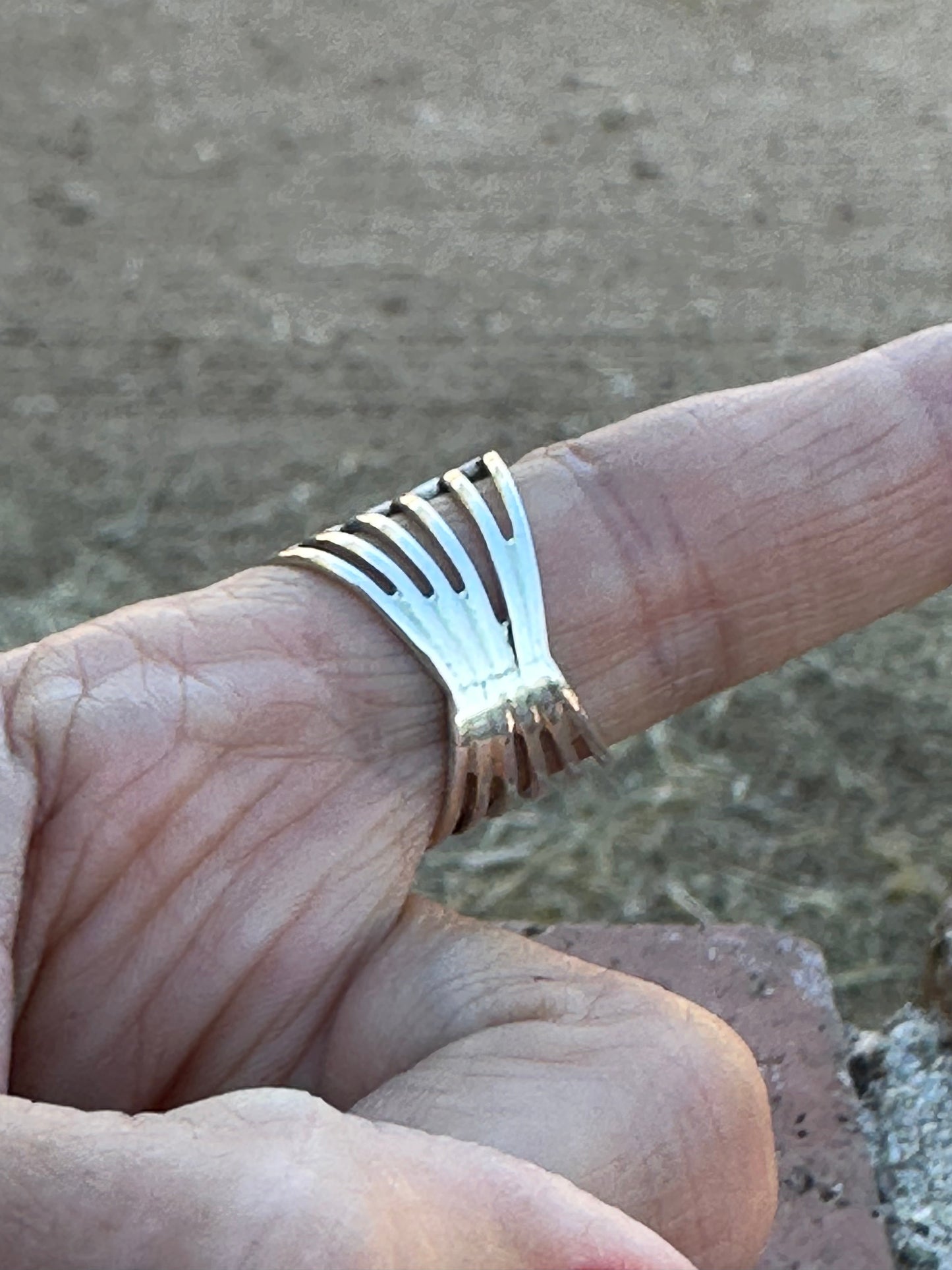 Zuni Sterling Silver Tri Color Opal Inlay  Stacker Ring