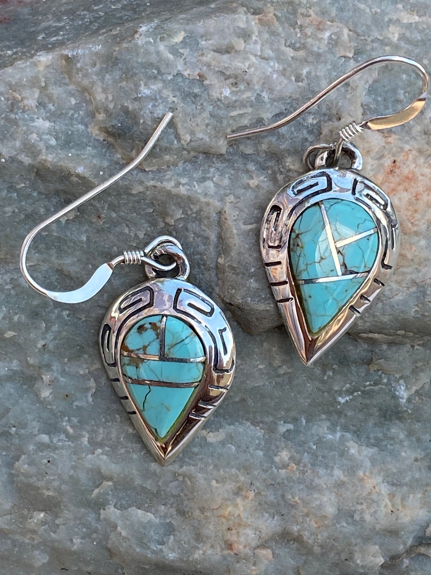 Handcrafted Turquoise 8 & Sterling Silver Drop Dangle Earrings
