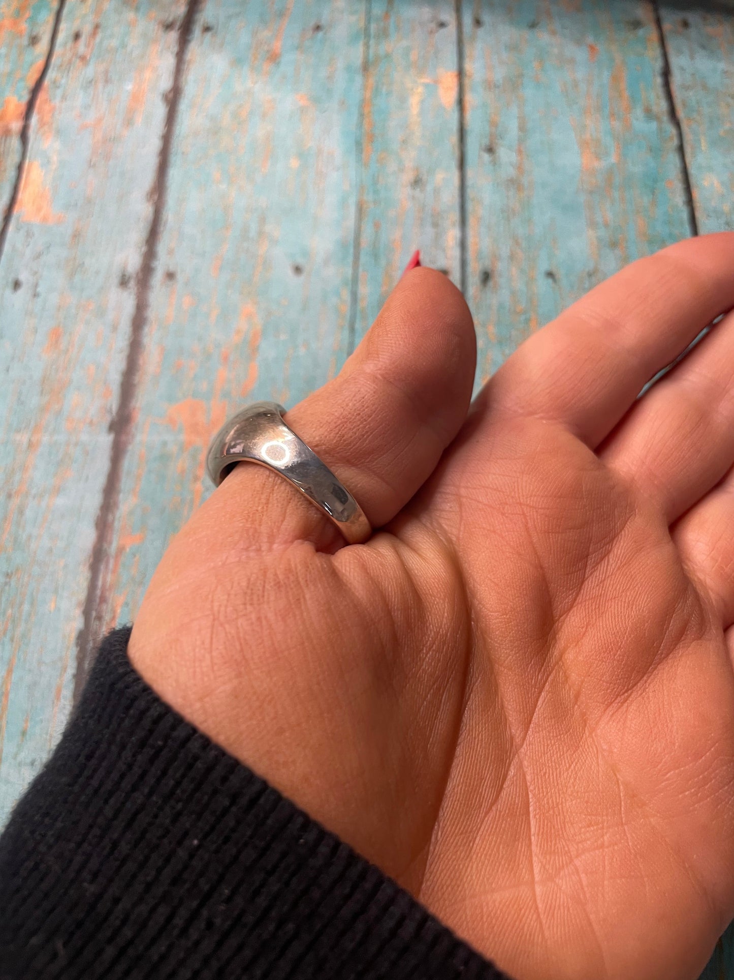 Old Pawn Handcrafted Sterling Silver, Tiger Eye & Onyx Ring Size 11