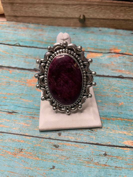 Handcrafted Spiny Sterling Silver Adjustable Ring Signed