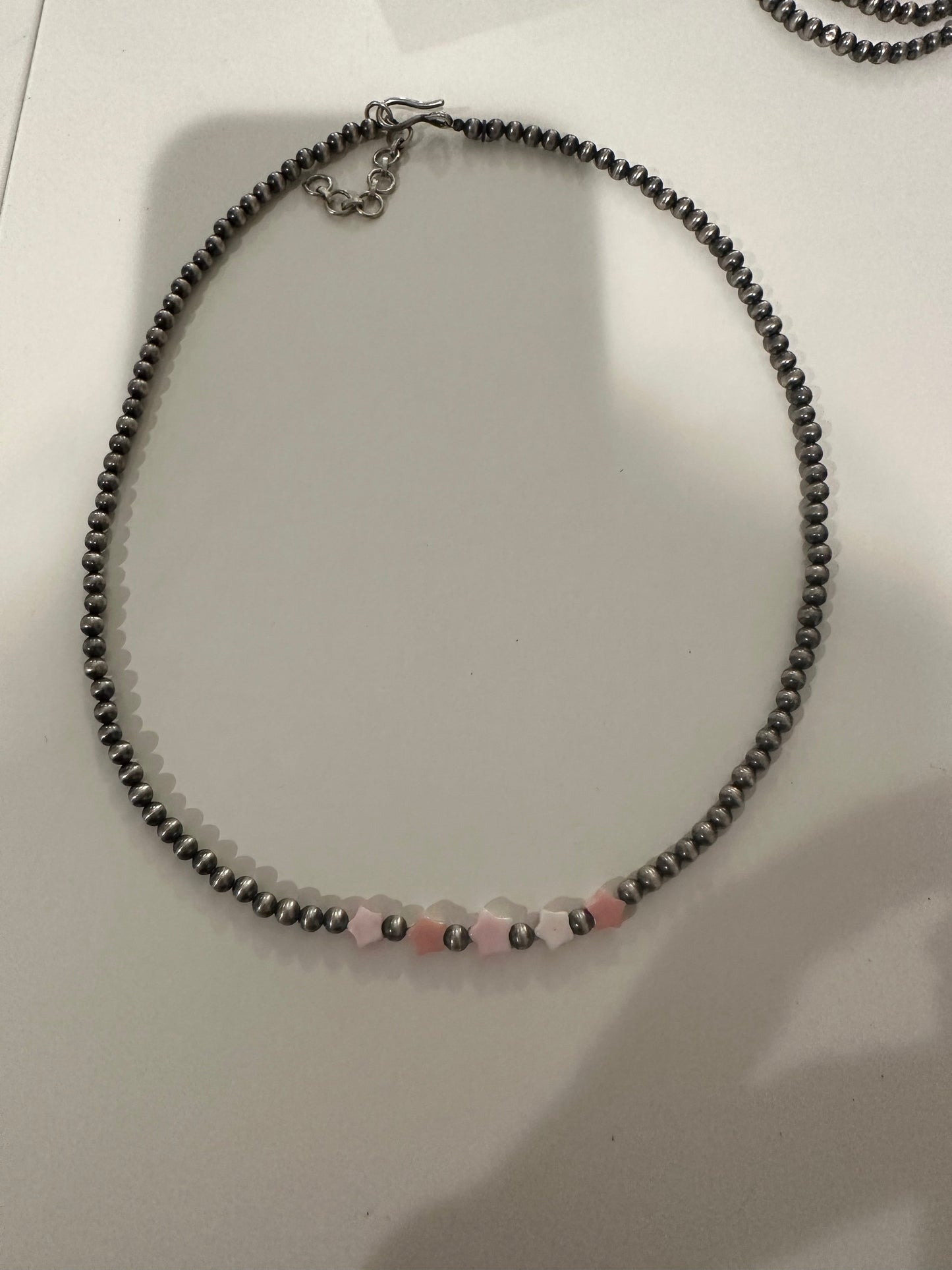 Handcrafted Sterling Silver & Queen Pink Conch Beaded Star 18" Necklace