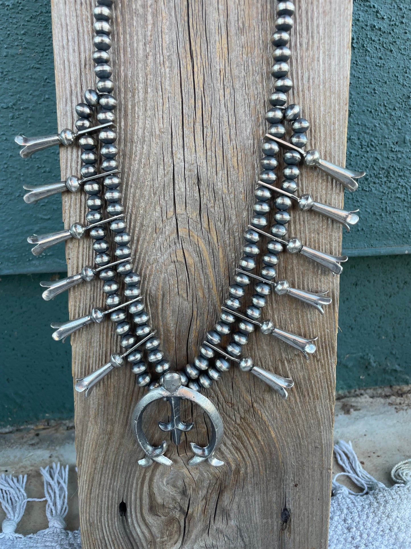 Navajo Sterling Silver Squash Blossom Necklace By Joseph Martinez