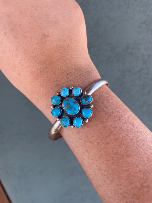 Handcrafted Sterling Cuff & Turquoise Adjustable Cuff Bracelet Signed