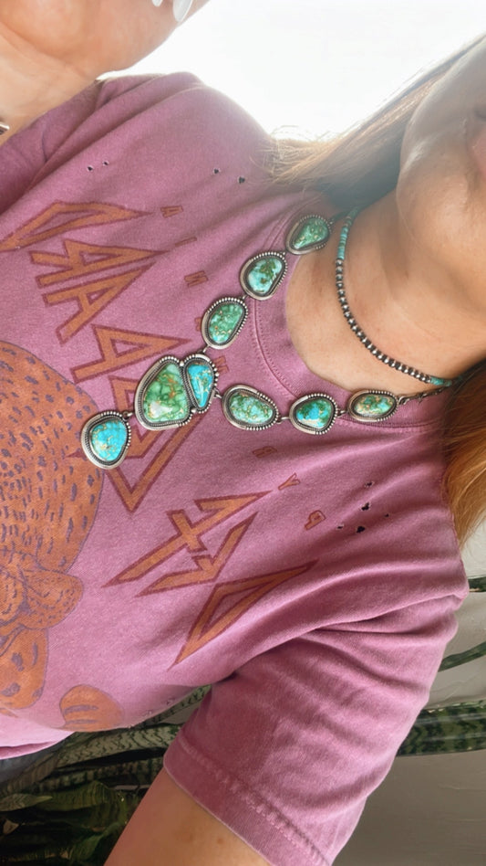 Beautiful Handcrafted Sterling Silver Sonoran Mountain Turquoise Necklace & Earring Set by Loretta Delgarito