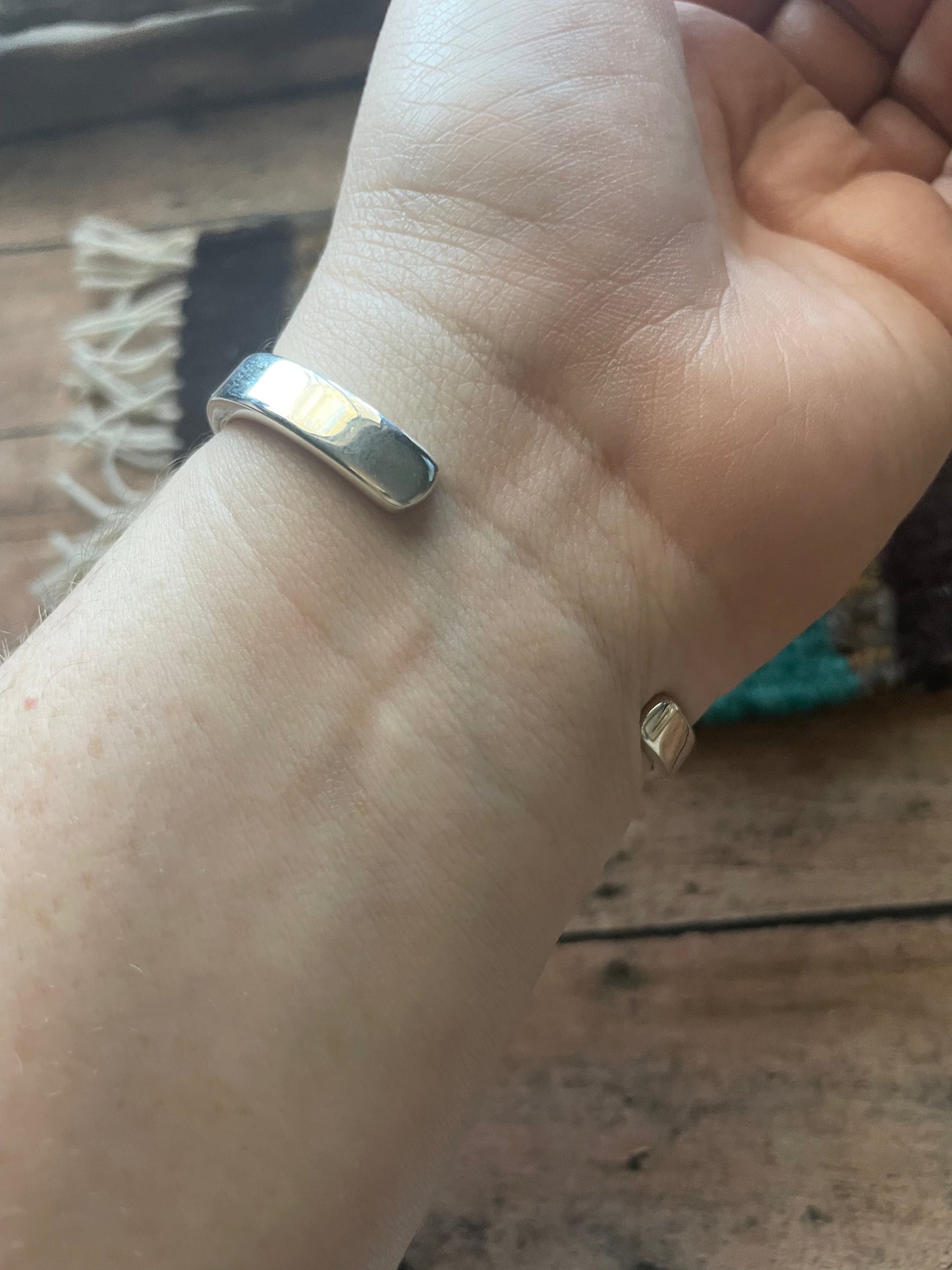 Handcrafted Handmade Sterling & Number 8 Turquoise Inlay Cuff Bracelet